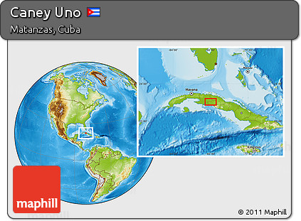 Physical Location Map of Caney Uno