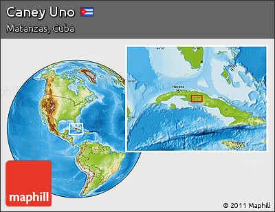Physical Location Map of Caney Uno
