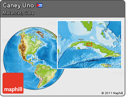 Physical Location Map of Caney Uno