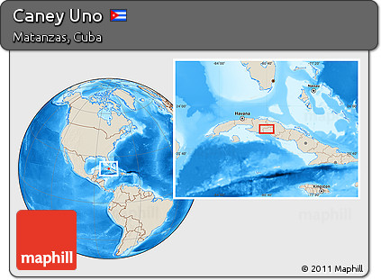 Shaded Relief Location Map of Caney Uno