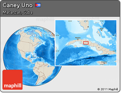 Shaded Relief Location Map of Caney Uno
