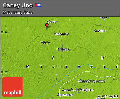 Physical Map of Caney Uno