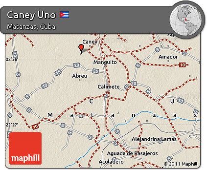 Shaded Relief Map of Caney Uno
