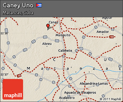 Shaded Relief Map of Caney Uno