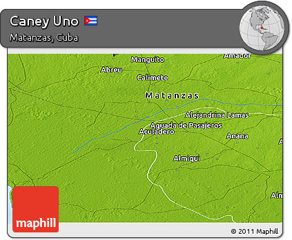 Physical Panoramic Map of Caney Uno