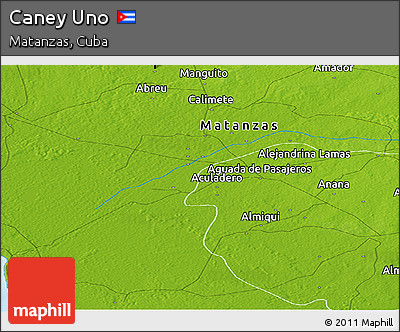 Physical Panoramic Map of Caney Uno