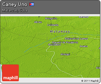 Physical Panoramic Map of Caney Uno