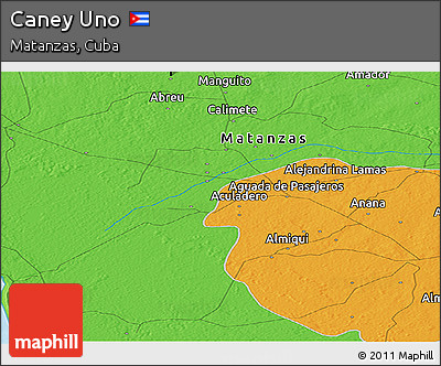 Political Panoramic Map of Caney Uno