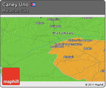 Political Panoramic Map of Caney Uno