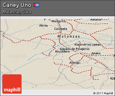 Shaded Relief Panoramic Map of Caney Uno
