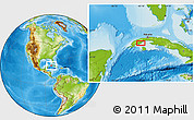 Physical Location Map of the area around 22° 23' 25" N, 83° 13' 29" W