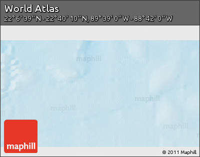 Shaded Relief 3D Map of the Area around 22° 23' 25" N, 89° 10' 30" W