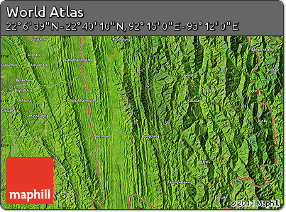 Satellite Map of the Area around 22° 23' 25" N, 92° 43' 29" E