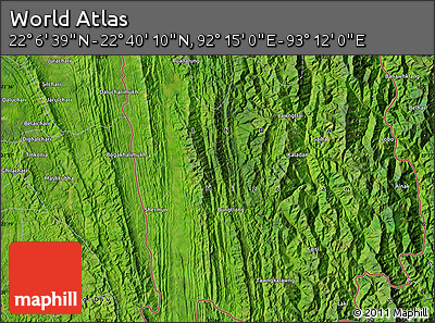 Satellite Map of the Area around 22° 23' 25" N, 92° 43' 29" E