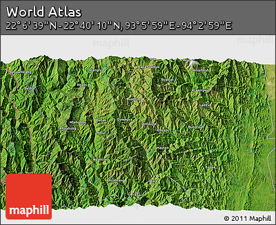 Satellite 3D Map of the Area around 22° 23' 25" N, 93° 34' 29" E