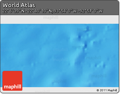 Physical 3D Map of the Area around 22° 23' 25" N, 93° 25' 30" W