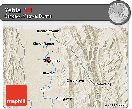 Shaded Relief 3D Map of Yehla