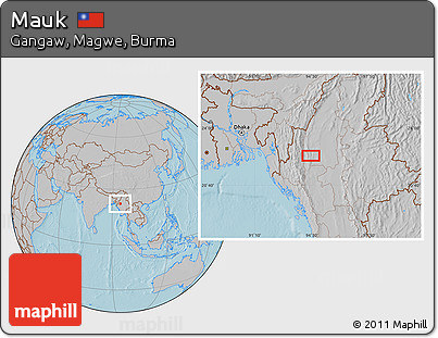 Gray Location Map of Mauk, hill shading