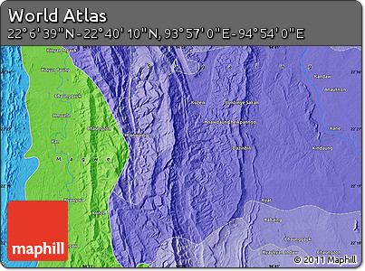 Political Map of the Area around 22° 23' 25" N, 94° 25' 30" E