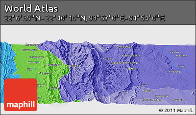 Political Panoramic Map of the Area around 22° 23' 25" N, 94° 25' 30" E