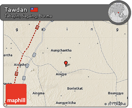 Shaded Relief Map of Tawdan