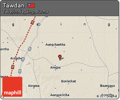 Shaded Relief Map of Tawdan