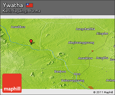 Physical Panoramic Map of Ywatha