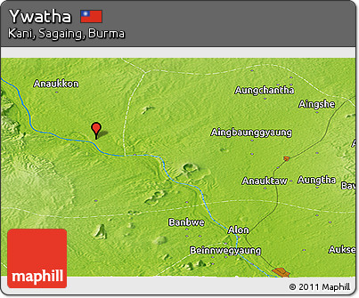 Physical Panoramic Map of Ywatha
