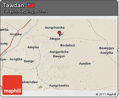 Shaded Relief Panoramic Map of Tawdan