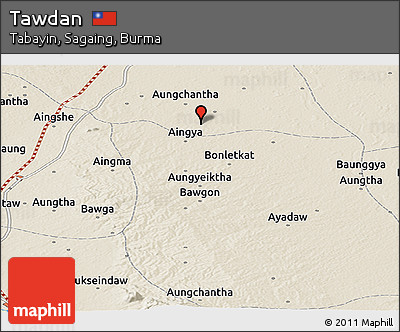 Shaded Relief Panoramic Map of Tawdan