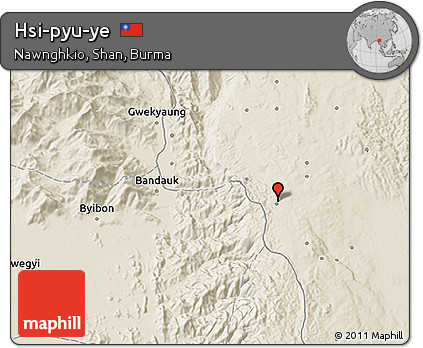 Shaded Relief 3D Map of Hsi-pyu-ye