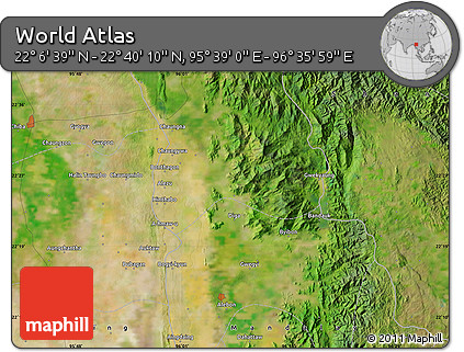 Satellite Map of the Area around 22° 23' 25" N, 96° 7' 30" E