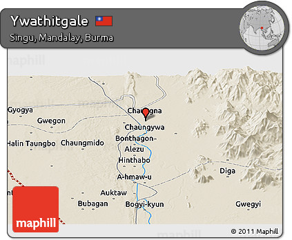 Shaded Relief Panoramic Map of Ywathitgale