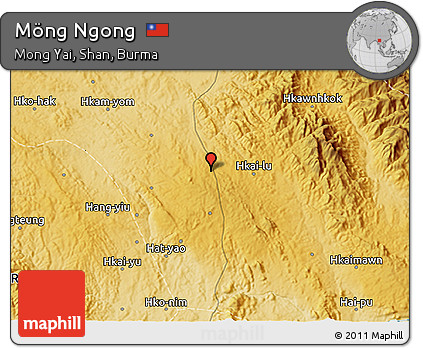 Physical 3D Map of Möng Ngong
