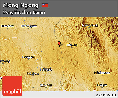 Physical 3D Map of Möng Ngong