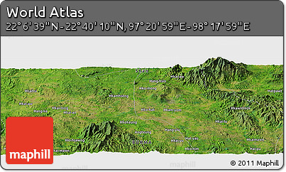 Satellite Panoramic Map of the Area around 22° 23' 25" N, 97° 49' 29" E