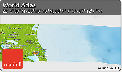 Physical Panoramic Map of the Area around 22° 23' 25" N, 97° 40' 30" W