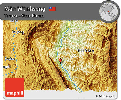 Physical 3D Map of Mān Wünhseng
