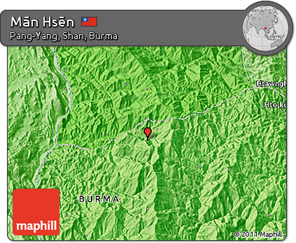 Political 3D Map of Mān Hsēn