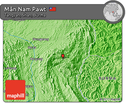Political 3D Map of Mān Nam Pawt
