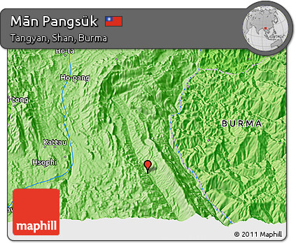 Political 3D Map of Mān Pangsük