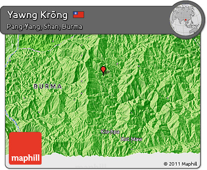 Political 3D Map of Yawng Krōng