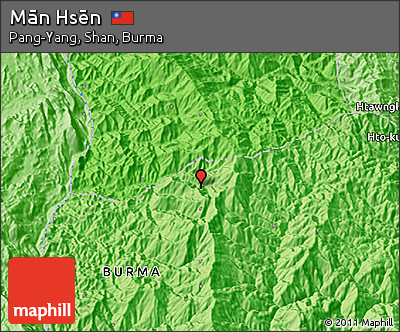 Political 3D Map of Mān Hsēn