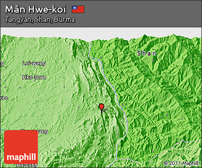 Political 3D Map of Mān Hwe-koi