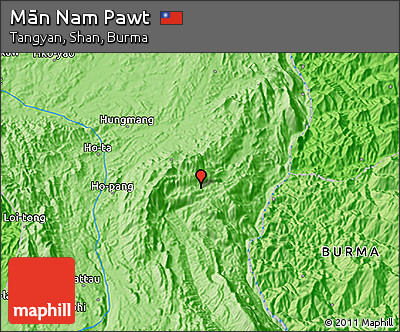 Political 3D Map of Mān Nam Pawt