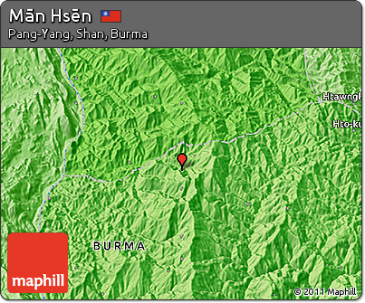 Political 3D Map of Mān Hsēn