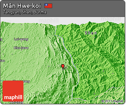 Political 3D Map of Mān Hwe-koi