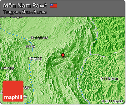 Political 3D Map of Mān Nam Pawt