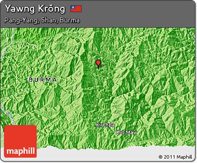 Political 3D Map of Yawng Krōng
