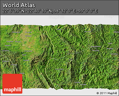 Satellite 3D Map of the Area around 22° 23' 25" N, 98° 40' 30" E